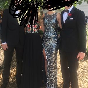 Primavera Couture charcoal sequin dress size 2